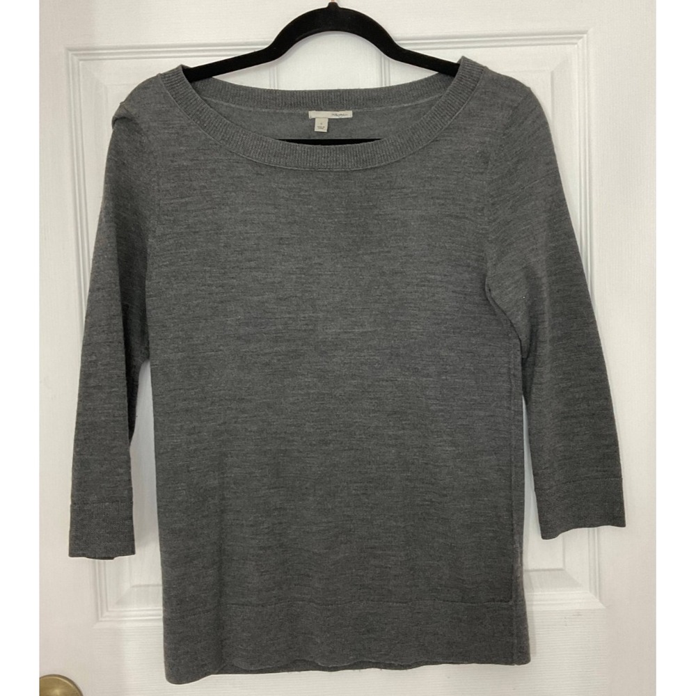 Halogen Sweater Women's Small‎ Gray Regular Fit 3/4 Sleeve Pullover Winter Wool